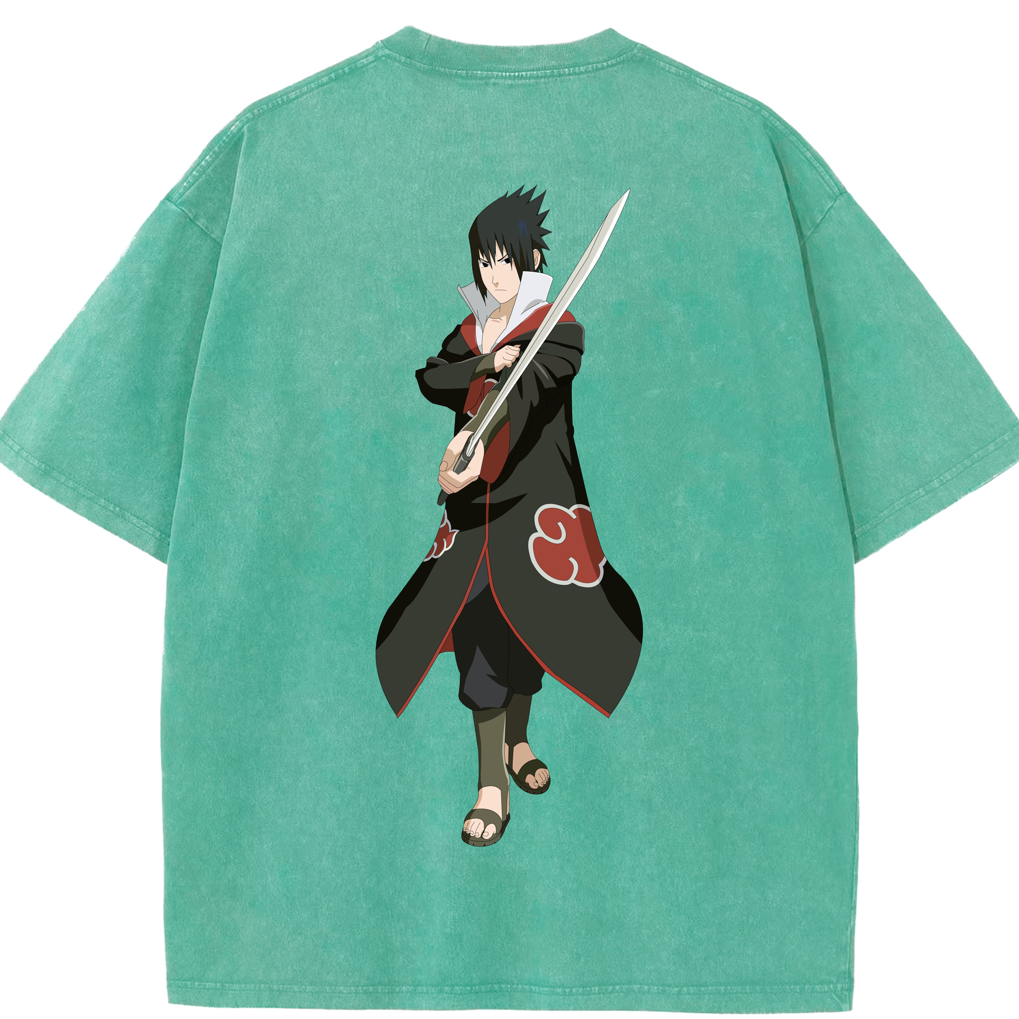（画像用） NARUTO -ナルト- うちは サスケ Uchiha Sasuke 綿100% ヴィンテージ風 半袖Tシャツ（背面プリント）